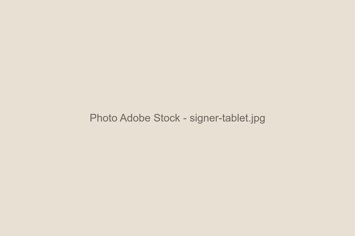 Signature électronique d'un bail FlowImo sur tablette numérique
